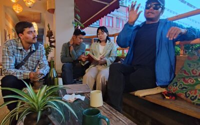 Runner Nabin Pun’s meeting with walker ईः ईः at kar.ma COFFEE, Jhamshikhel, Lalitpur.